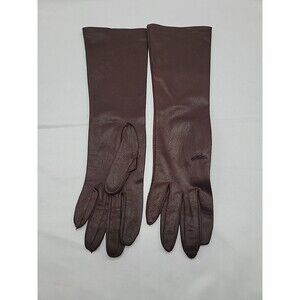 Vintage Van Raalte Gloves Long Brown Nylon Evening Women Size 7.5